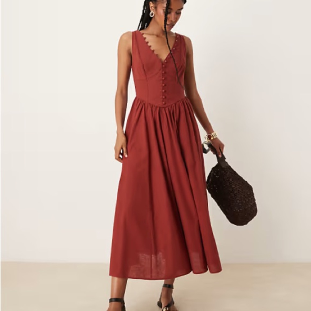ASOS Midi corset style Dress with Button Detail